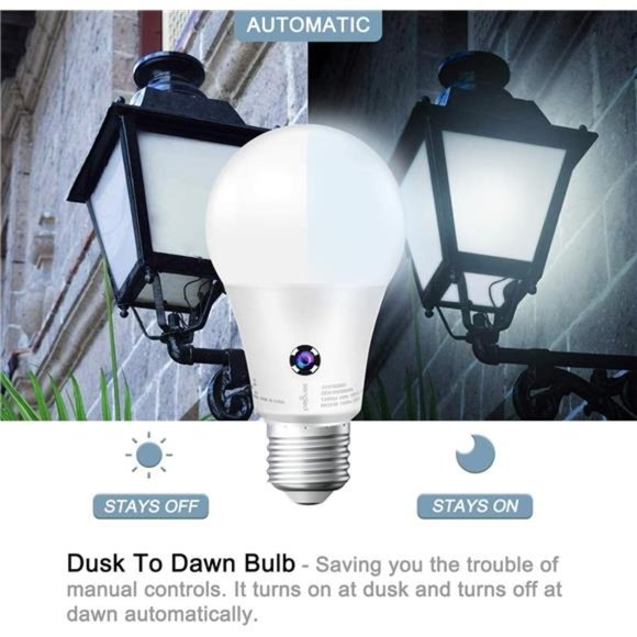 Dusk to Dawn Light Bulb, A19 LED Bulb 75W Watt, Automatic LED Light Bulb, 6 Pack - Picture 3 of 7